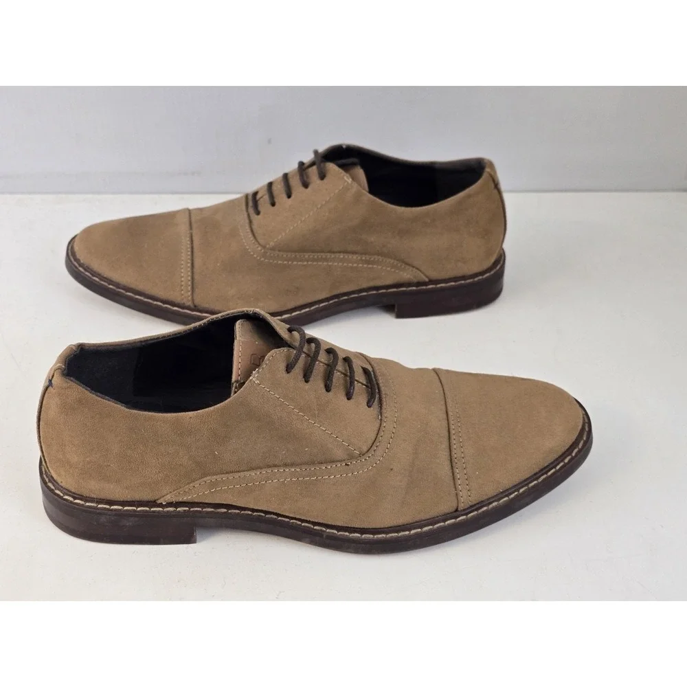 Bench Mark Lace-up‎ Cap Toe Oxford Dress Shoe Brown Suede Tan Mens Size 8.5M
